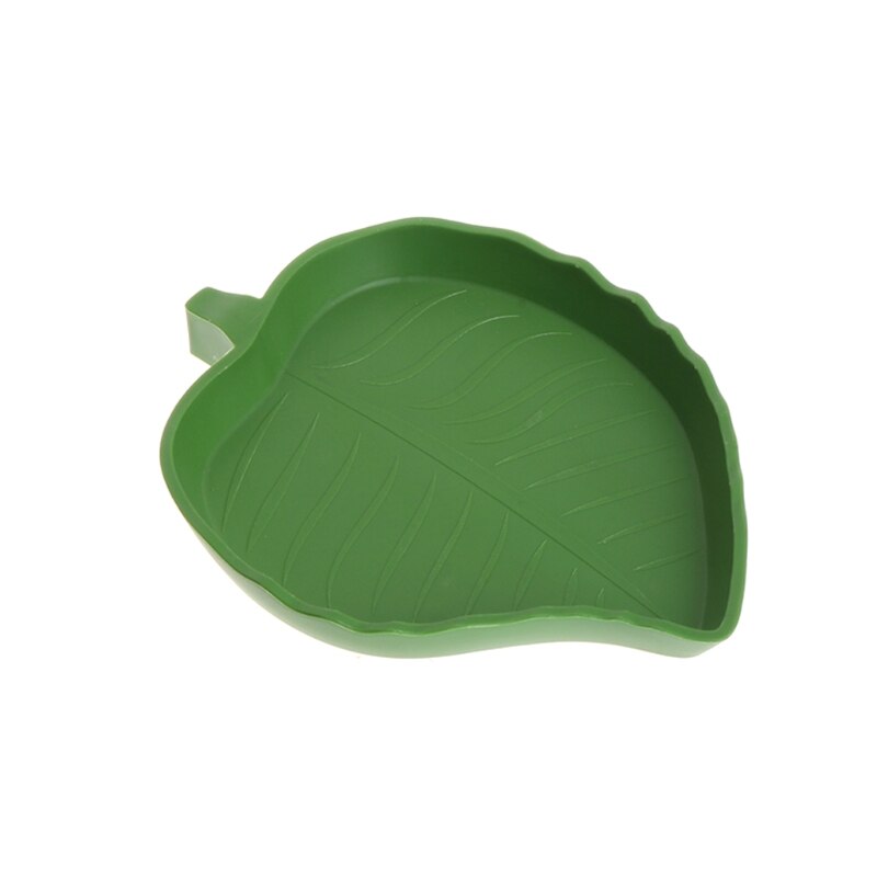 Reptile Water Food Dish Bowl Plastic Gecko Meal Worm Feeder Leaf Shape 2size