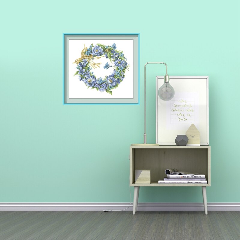 Ghirlanda di fiori kit punto croce fiocchi di neve disegno del modello 18ct 14ct 11ct unprint tela ricamo ricamo fai da te