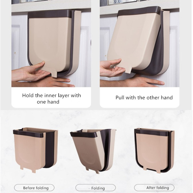 4L 9L Wall Mounted Folding Afvalbak Keukenkast Deur Opknoping Prullenbak Garbage Auto Prullenbak Wandmontage Opvouwbare schoonmaken