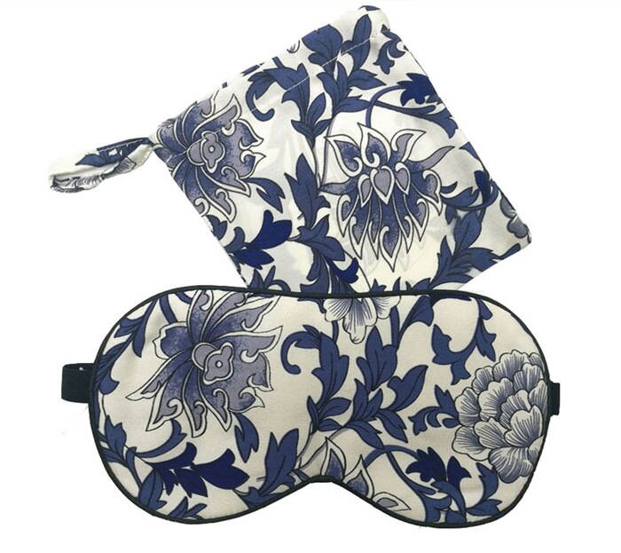 Máscara de seda 100% pura para dormir, mascarilla con patrón Floral combinado, 1 unidad, 100% bolsas de seda con cordón para viaje, ayuda para relajarse, Multicolor, 1 unidad: NO.3