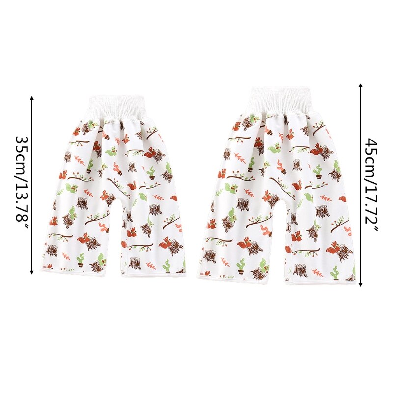 2 in 1 babybleierskjørtshorts vanntett absorberende pottetrening bleiebukser 23gd