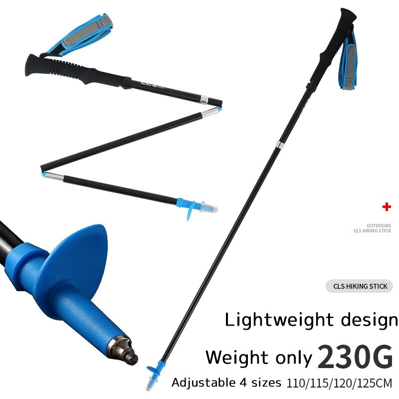 Portable Walking Stick Ultralight Telescopic Baton Folding Trekking Pole Adjustable Climbing Stick Hiking Poles Walking Cane: Blue