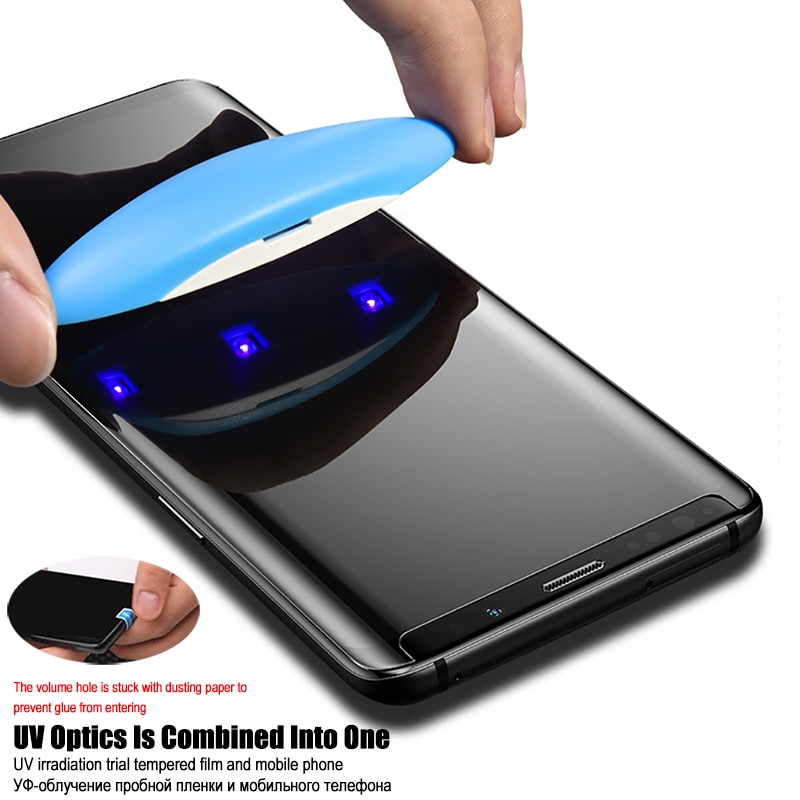 Full Glue Curved UV Liquid Tempered Glass For Samsung Galaxy S8 S9 S10 Plus S20 Ultra Note 8 9 10 Screen Protector Case Film
