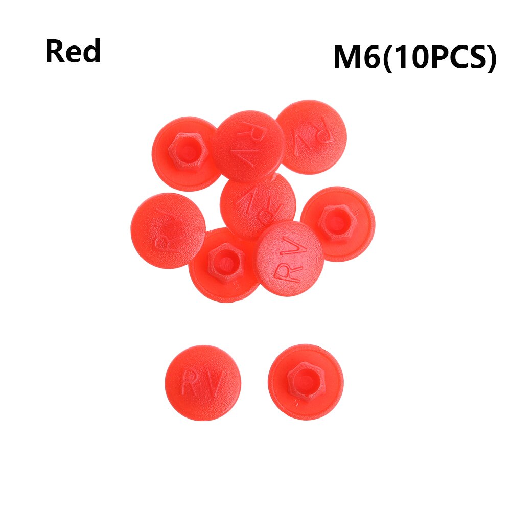 10Pcs M5/M6 Schroef Cap Hexagon Bolt Cover Fiets Stuurpen Beschermende Gadget Stofdicht Fiets Accessoires Outdoor Fietsen: M6 - red