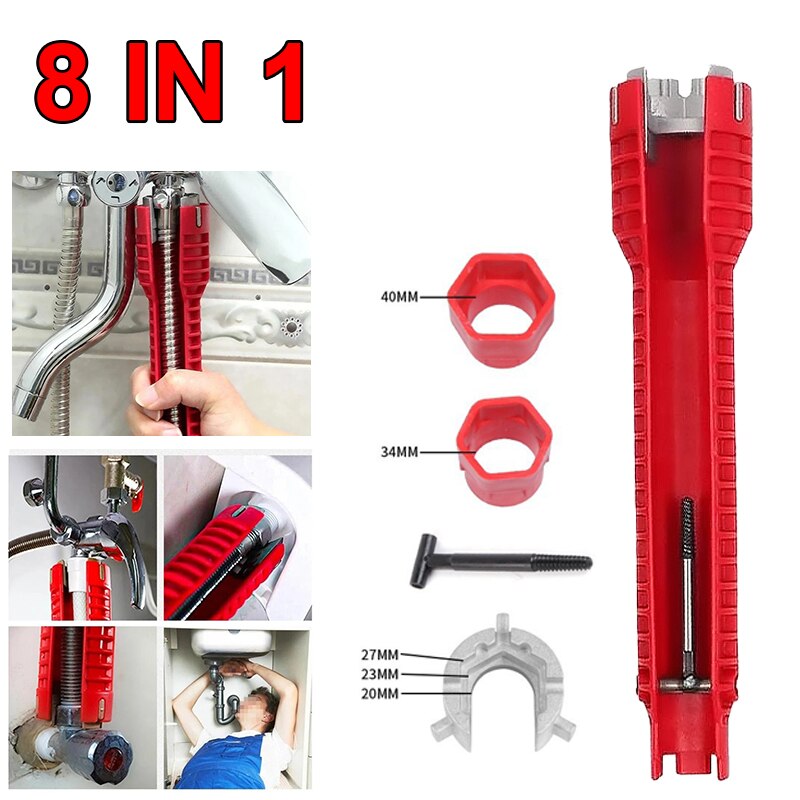 8 In 1 Anti-Slip Multi Sleutel Keuken Reparatie Sanitair Wrench Tool 8 In 1 Goot Magic Wrench Sink kraan Sanitair Gereedschap Magic Wrench