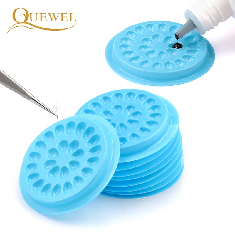 Quewel Glue Gasket False Eyelashes Extension Glue Holder Color Pallet Repeated Convenient Stand Avoid Dryness Makeup Tool