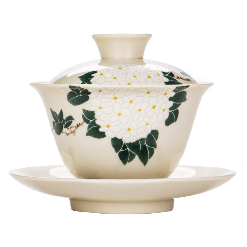 Keramisk växt ask handgjord terrin keramik kung fu teservis skål sopera de ceramica gaiwan krysantemum te för pojkvän