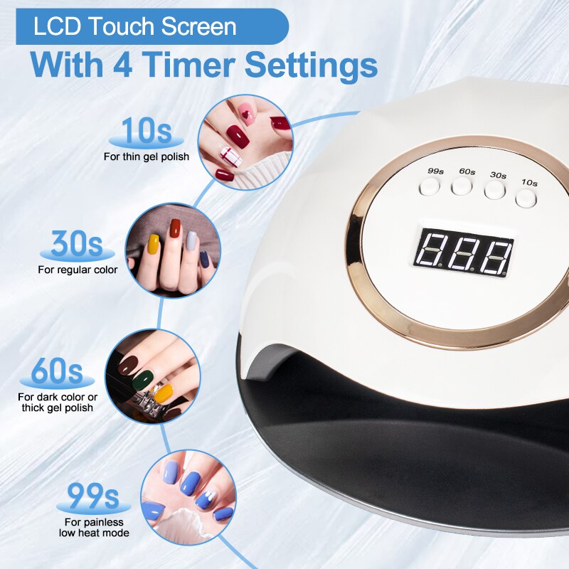 60LED UV Nail Dryer For Manicure Fast Drying Gel Nail Polish With 4 Timer Setting With LCD Display Salon Use Nail Art Tools