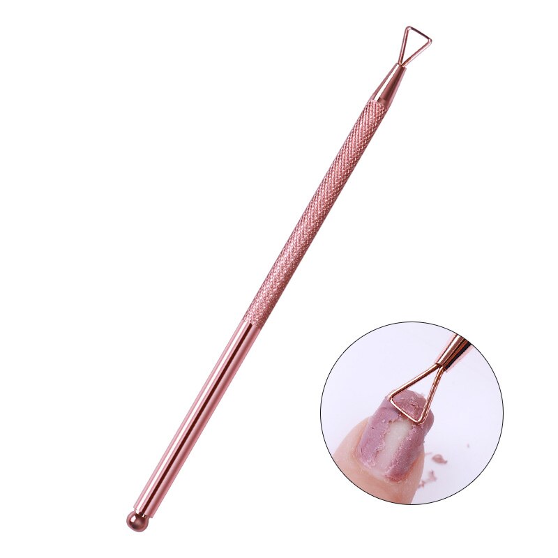 Varilla de acero inoxidable de silicona rosa y oro, removedor de Gel UV para cutículas, herramienta artística para uñas, 1 unidad