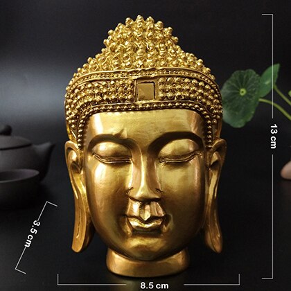 Gouden Boeddha Hoofd Standbeeld Muur Decoraties Sakyamuni Tathagata Boeddha Sculptuur Hars Ambachten Ornament Huisinrichting Standbeelden: Default Title