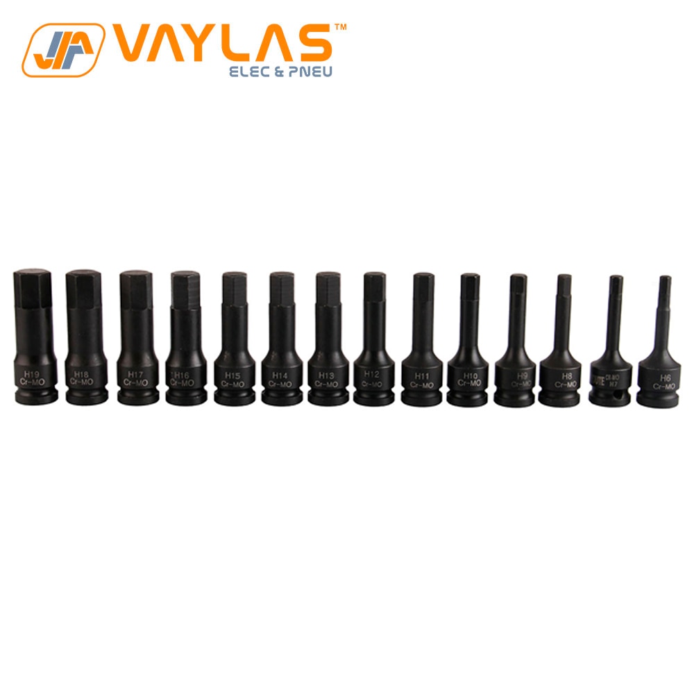 1/2 Square Drive 12Pcs H6-H19 Black Socket Set of Tools For Socket Wrench Pneumatic Wrench Spanner