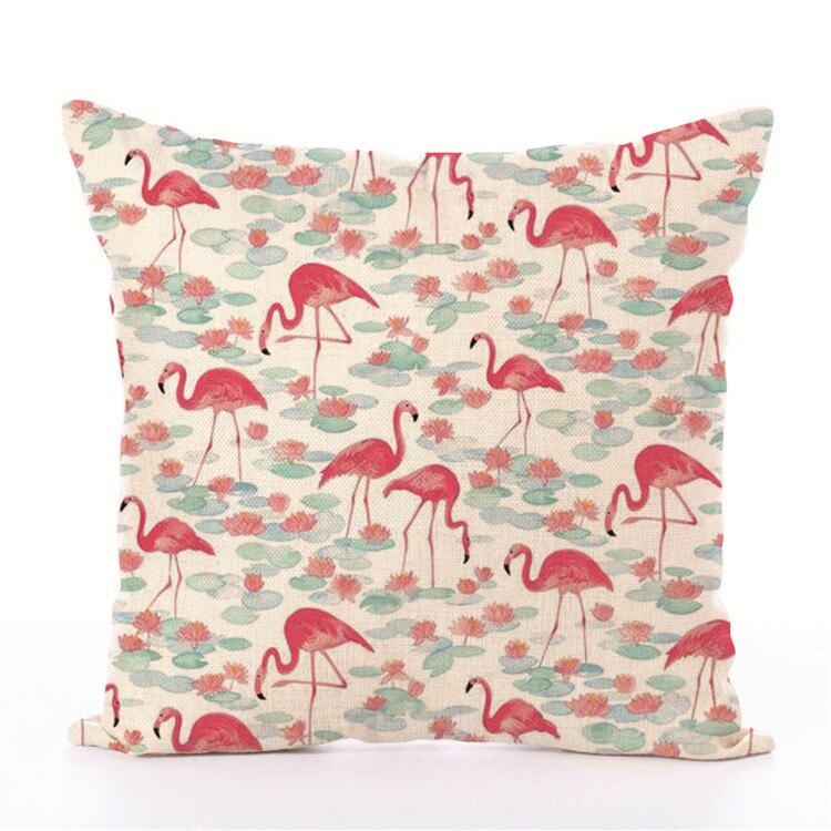 Flamingo serie pute uten indre tegneserie søt rosa europeisk stil linmateriale dekorativt sete bilstol: Putetrekk 4