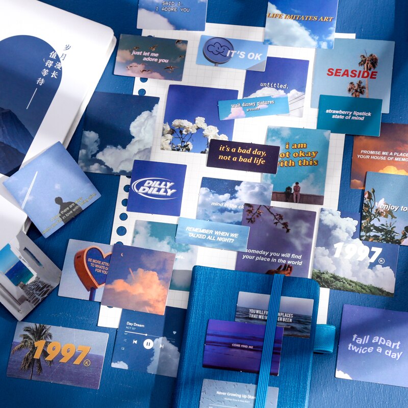 30 pcs/lot INS photo sky Flowers stickers DIY diary Journal decoration label aesthetic sticker album scrapbooking Notebook