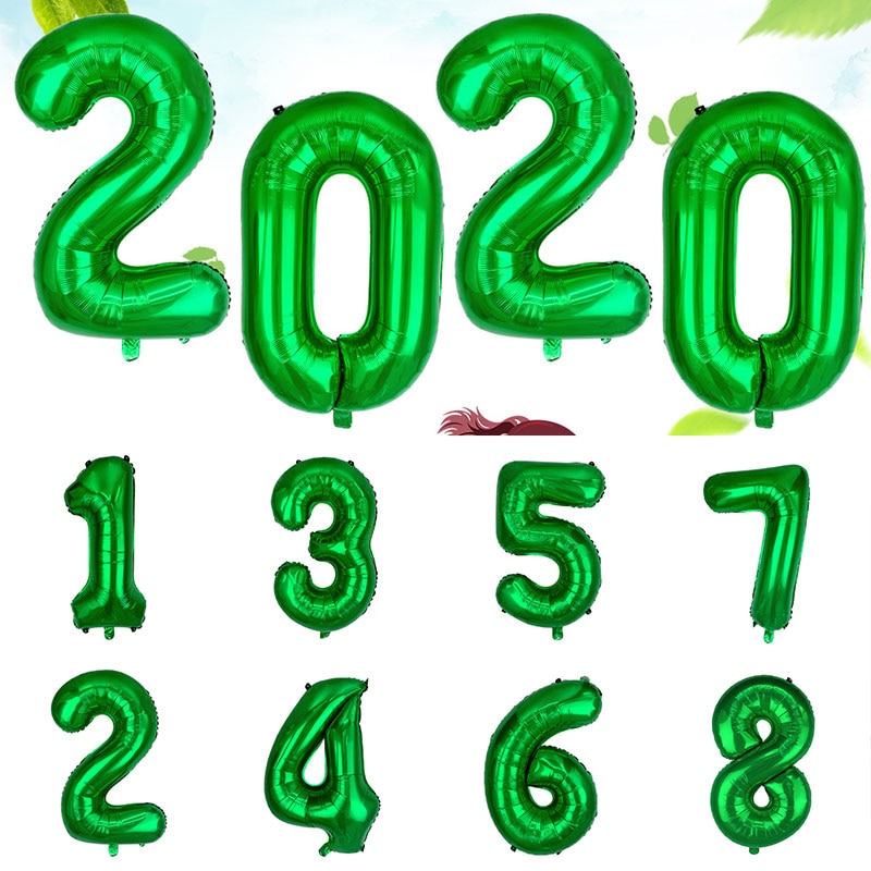 32 40 inch Green Number Foil Balloons 0 1 2 3 4 5 6 7 8 9 Helium Green Balloon Happy Birthday Party Wedding Decoration Supplies