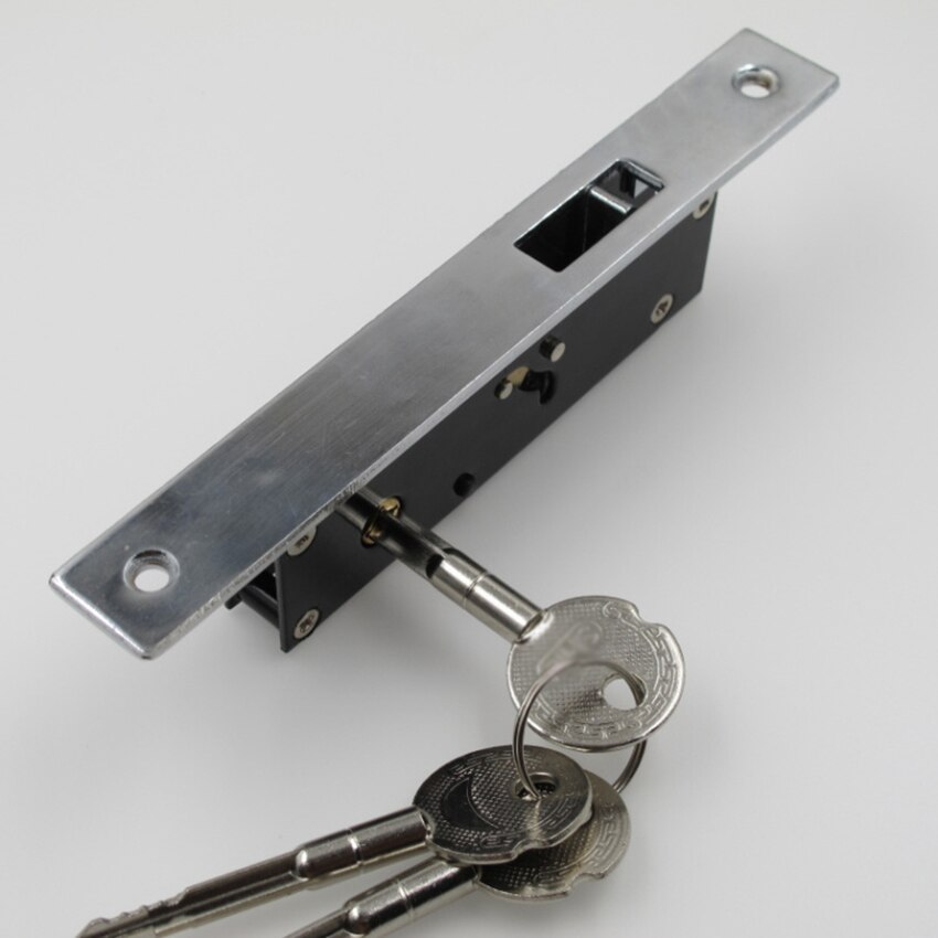 Sliding Glass Door Replacement Mortise Lock with Adapter Plate and Keys, 4mm Screw Holes, for Door of 35-45mm Thickness