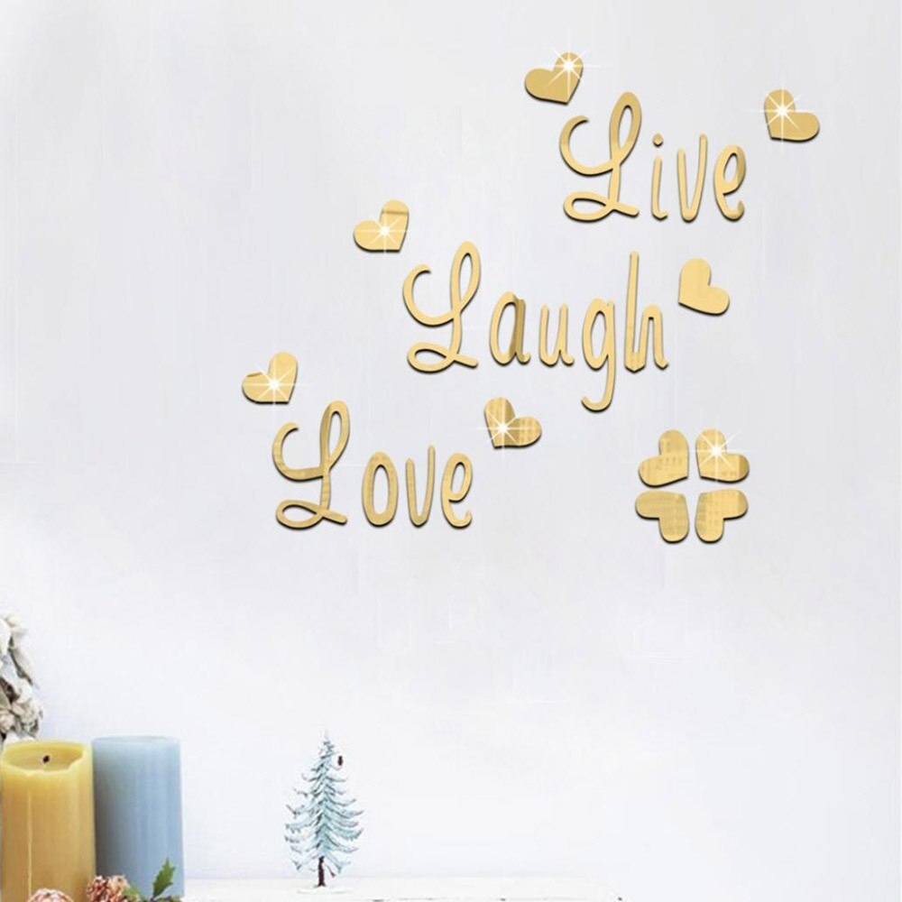 Live Lachen Liebe 3D Spiegel Schmetterling Zauberstab Aufkleber Aufkleber Zauberstab Kunst Abnehmbare Zimmer Hochzeit Dekor Heimat Zauberstab Aufkleber für freundlicher zimmer