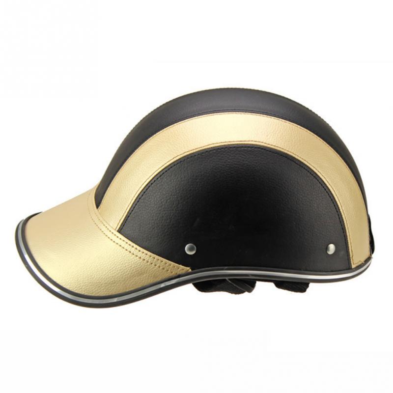 Sport Fietsen Baseball Cap Helm Outdoor Veiligheid Motorfiets Fiets Duurzaam Kleurrijke Warme Lederen Half Helm: Gold