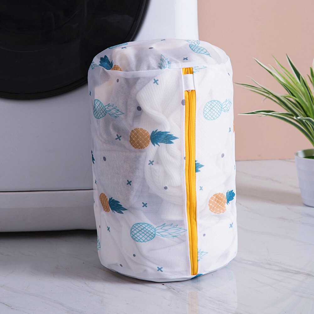 Pineapple Printing Zippered Mesh Laundry Bag Polyester Wash Net Bag For Underwear Sock Washing Machine Pouch Clothes Bra Bags