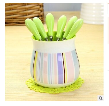 Frugtgaffel sæt bærbar festkage salat vegetabilske gafler plukker bordindretningsværktøjer: Stil 4