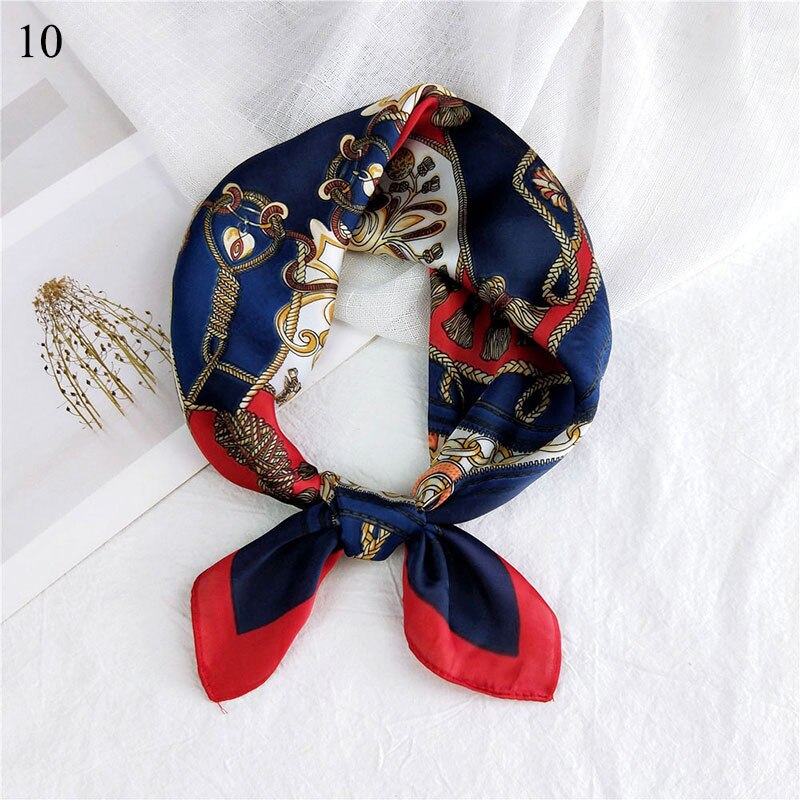 Foulard carré en soie imprimé pour femme, petit foulard de cou, bandeau pour cheveux, foulard, foulard, bandana, châle: 10