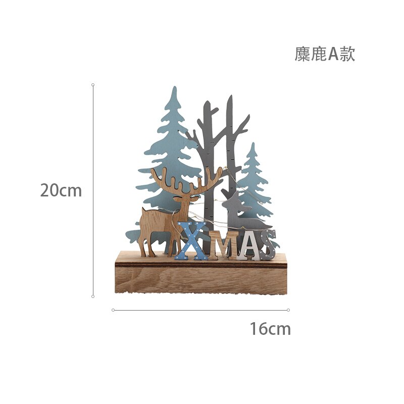 [VIP] Nordic Wooden Christmas Elk with Light Strip Desktop Ornaments Shop Layout Home Decorations Christmas