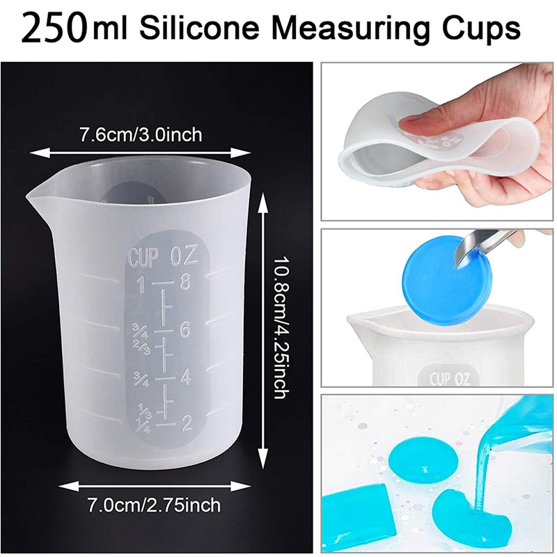 Silicone Measuring Cups For Epoxy Resin, Reusable Mixing Cups Jugs Resin Casting Container With Mixing Sticks For Resin
