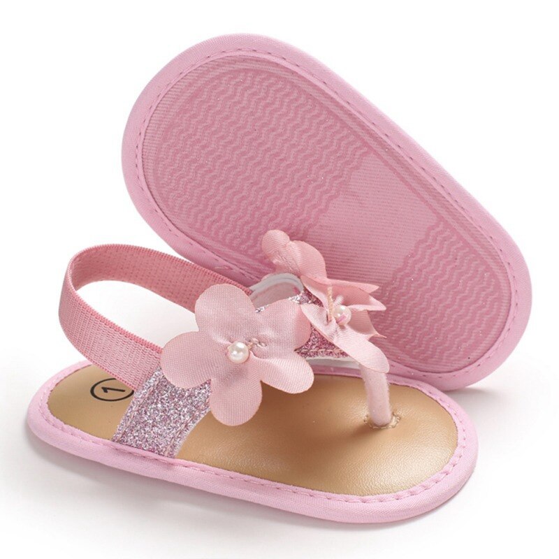 Sandalias de princesa Floral planas romanas antideslizantes zapatillas de suela suave zapatos de bebé recién nacido 0-18M zapatos para niñas