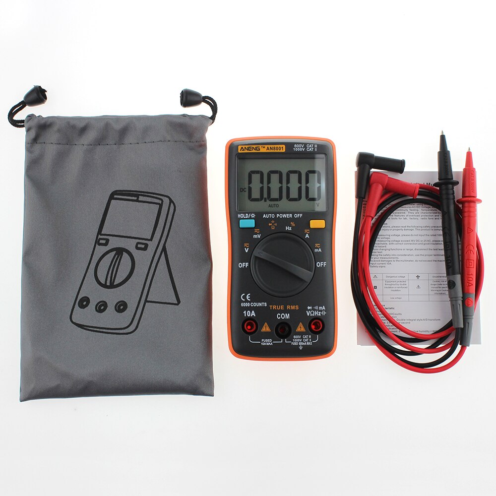 And Practical AN8001 Digital Multimeter 6000 Counts Backlight AC/DC Ammeter Voltmeter Ohm Portable Meter
