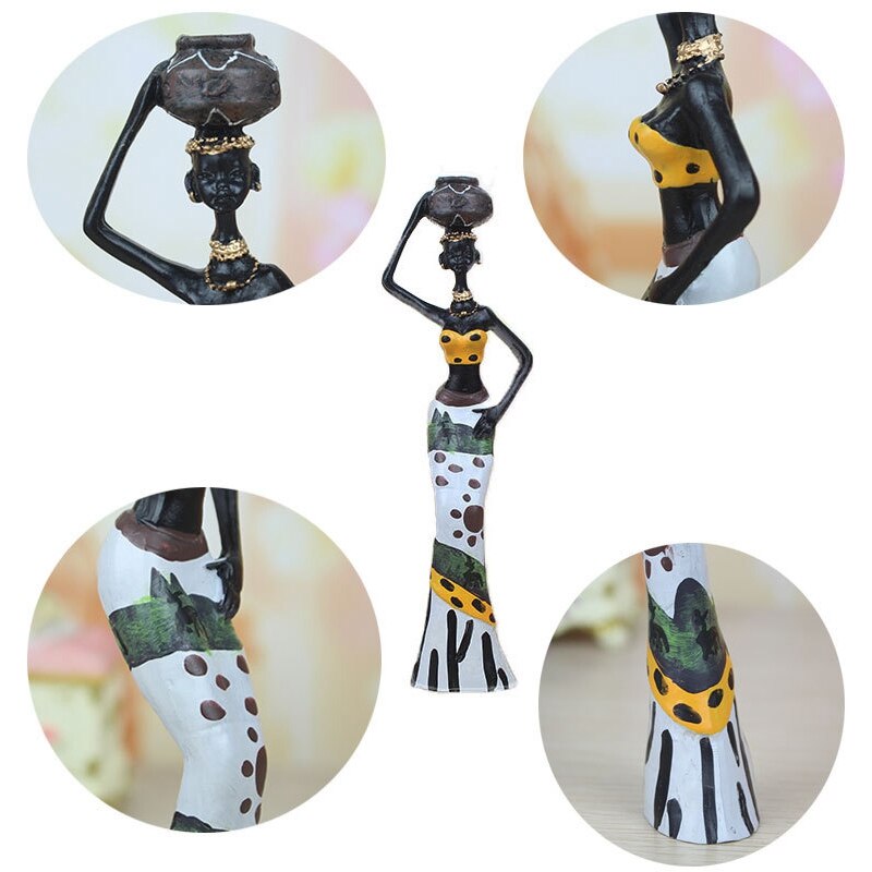 3 stuks retro vaas afrikaanse vrouw beeld exotische hars cultuur beeldjes set voor thuis hotel woonkamer decoratie ambachtelijke ornamenten jaar