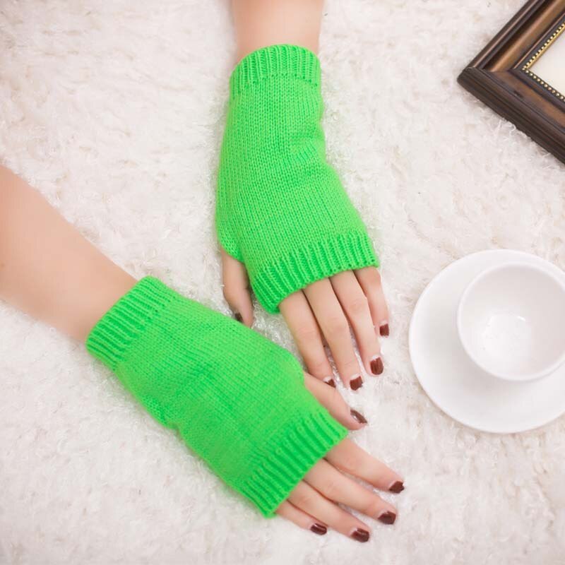 1 Paar Winter Handschoenen Vrouwelijke Vingerloze Handschoenen Zonder Vingers Vrouwen Kasjmier Warme Winter Handschoenen Hand Pols Warmer Mittens: ST121-Grass