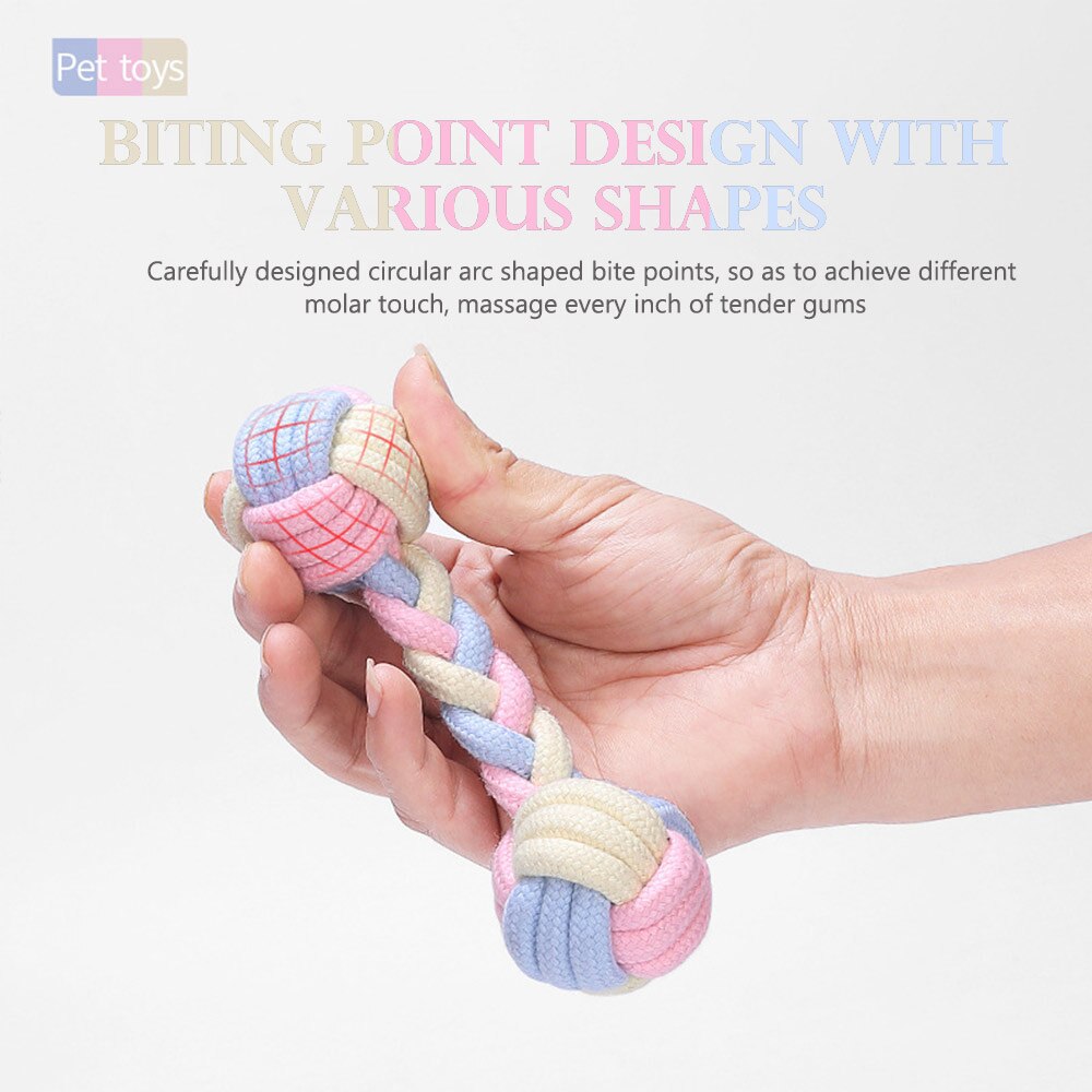 Juguetes para mascotas, cuerda de algodón, gato, perro, nudos coloridos, juguetes para masticar, nudo, cachorro para mascotas, suministros para mascotas, perro, gato, cuerda de hueso trenzado duradera