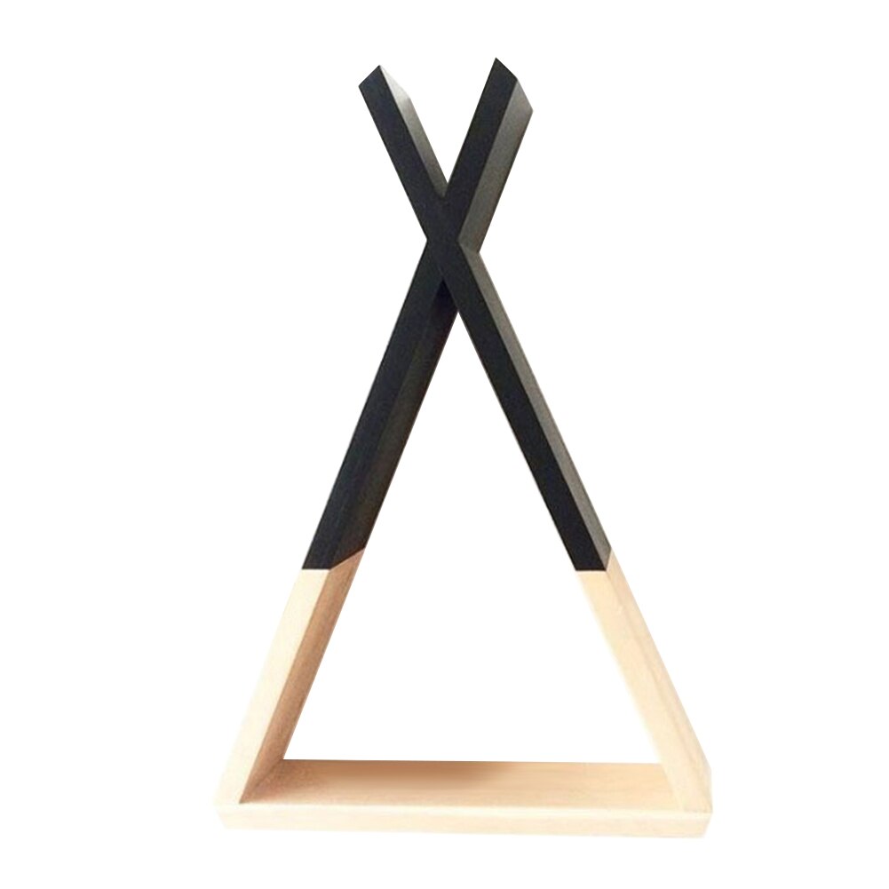 Soporte de almacenamiento en forma de triángulo de madera para sala de estar, estante de decoración de pared, fácil instalación, 1 unidad