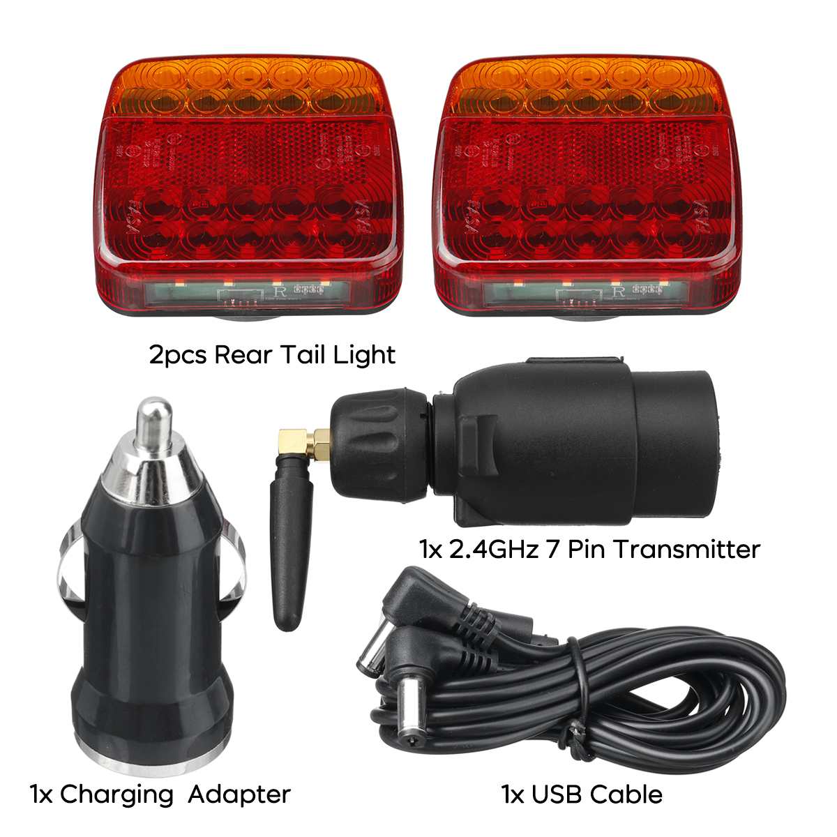 2 Stuks Draadloze Magnetische Led Truck Achterlicht Trailer Achterlicht Signaal Waarschuwing Remlicht Voor Caravans Campers Vrachtwagen Caravan rv