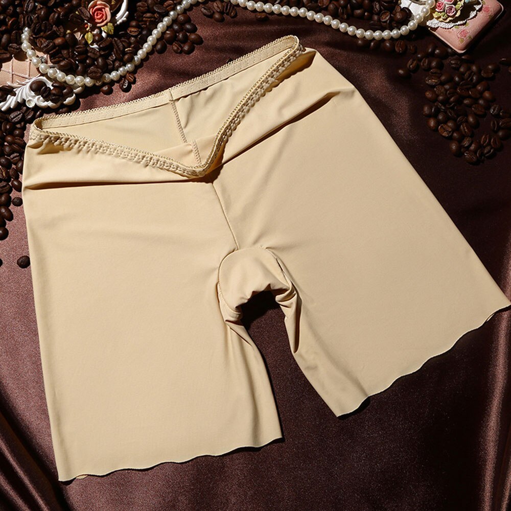 Women Seamless Smooth Slip Shorts for Under Dress Comfortable Thin Short Pants Woman's Half Slips Super Stretch: Skin color / L