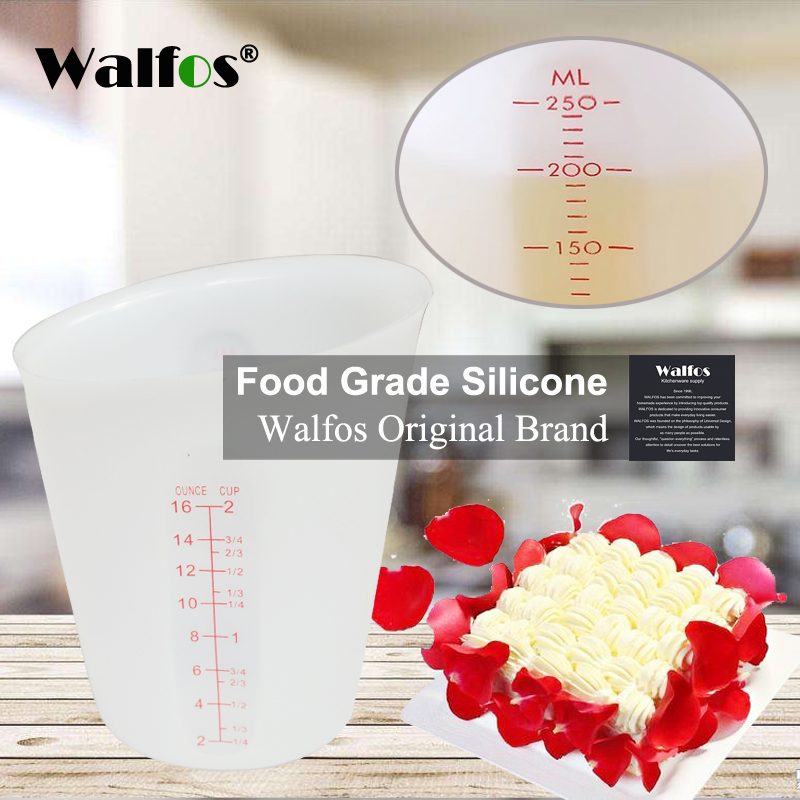 WALFOS-tazas medidoras de silicona flexibles, Alimentaria, 500ml, cuchara de medir, utensilios para hornear, utensilios de repostería para Cocina