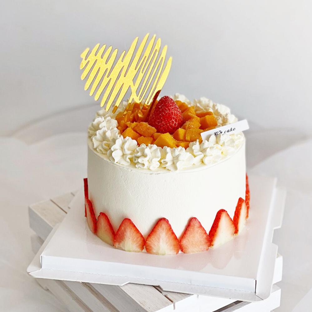 Heart Love Acrylic Cake Topper Engagement Wedding Birthday Cake Golden Resuable Topper Cupcake Dessert Decor Supplies