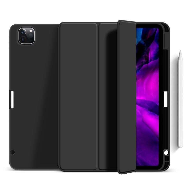Goojodoq hoesje voor ipad pro 11 & , ultradunne pu leren smart cover zachte funda voor ipad pro 11 inch 2nd generatie hoesje: Zwart / Ipad pro 11