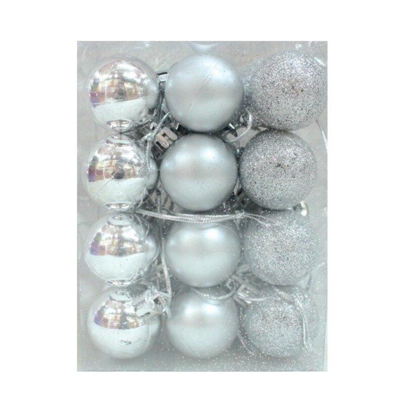 24Pcs Christmas Balls Christmas Tree Decoration Balls Plastic Plating Ornaments Home Garden Festive Party Supplies: Sliver