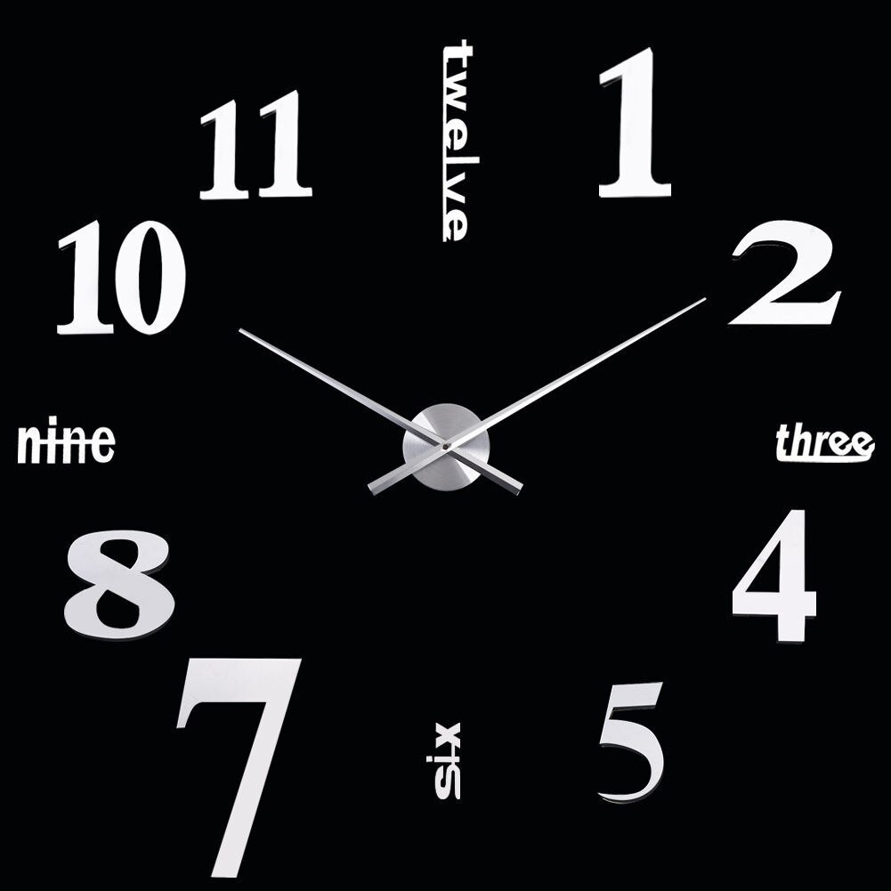 Medium Size Acrylic Wall Clock DIY Mirror Wall Clock Bedroom Wall Stickers DIY with Numbers Clock Sticken on the Wall