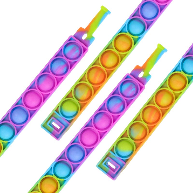 Pops bubble jego fidget proste dołek rainbow silikonowa bransoletka zabawka anty stres releif lęk sensory dla adhd autyzm dzieci