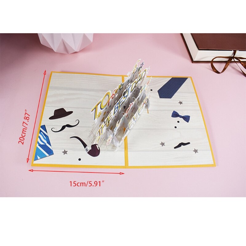 3D Pop-Up to the Best Dad Ever Greeting Card Happy Birthday Father's Day Cards with Envelope