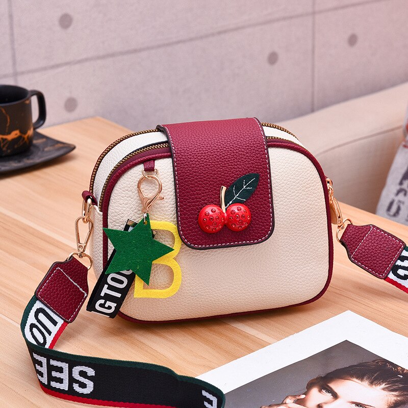 Dames pu leren tas brede band brief handtassen vintage schoudertas messenger bags dames crossbody tote: Wit rood
