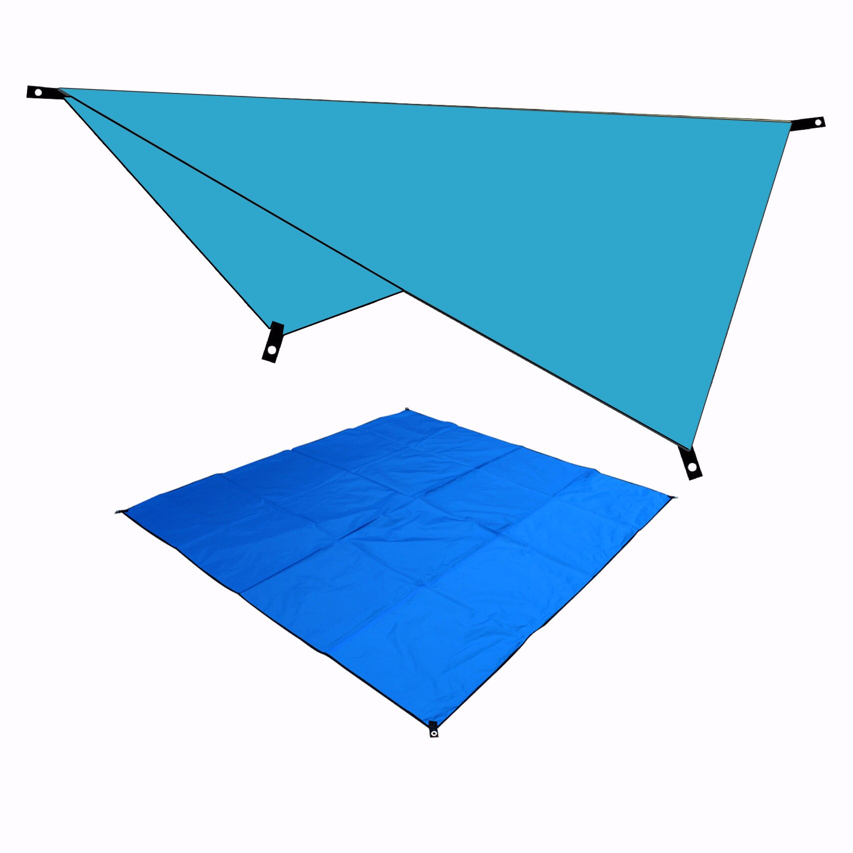 Waterproof Tarp Tent Shade Garden Sunshade Outdoor Camping Sun Shelter Beach Multifunction Awning With Camping Picnic Mat: blue / 210x150cm