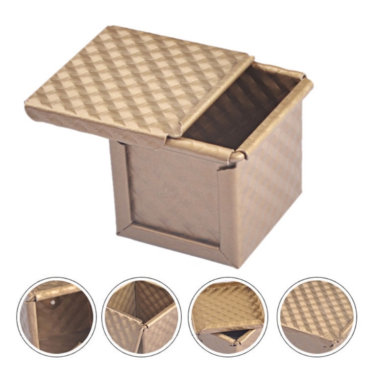 Toast Box Bakvorm Broodblik Met Deksel - 2.2Lb Deeg Capaciteit, Rechthoekig, Antiaanbaklaag (Goud)