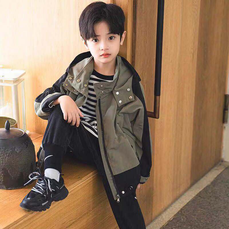 Boys hooded windbreaker spring jacket children long sleeve teenage clothes big boys sport coat boys 4 5 6 8 10 12 Yers