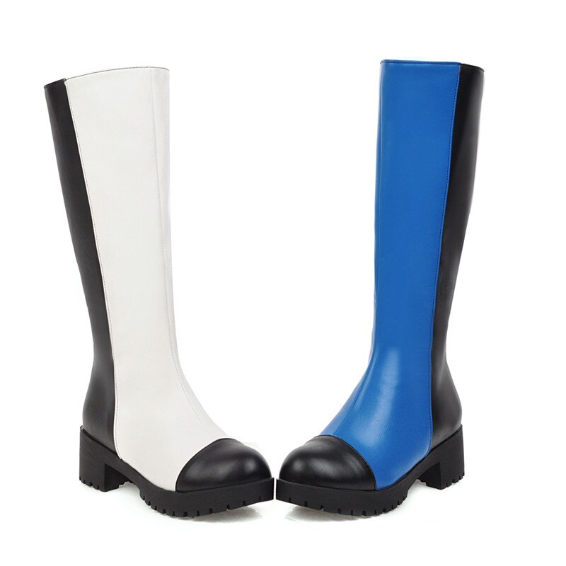 MORAZORA offre spéciale pu cuir genou bottes hautes simple med talons bout rond hiver garder au dames chaussures femmes bottes
