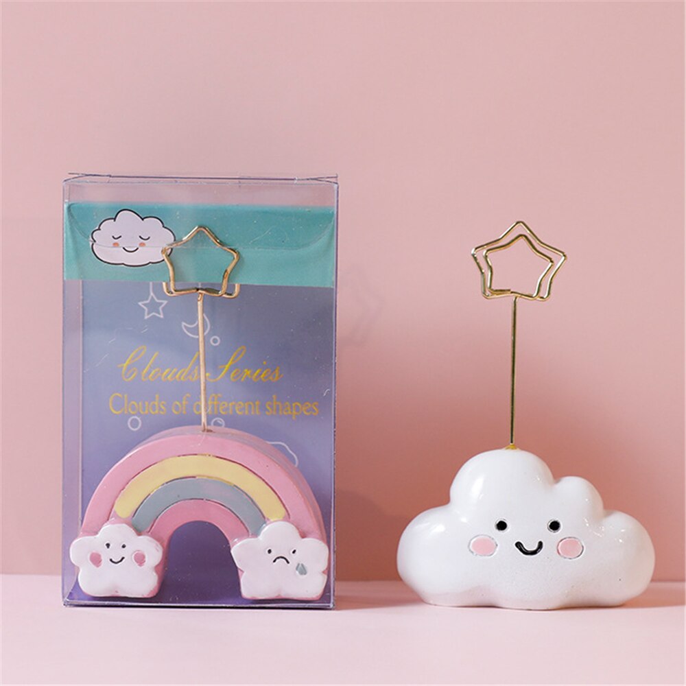 Gull metall stjerne harpiks regnbuesky ocean shell fotokort memo notatklipp holder bryllupsfest dekorativ ornament