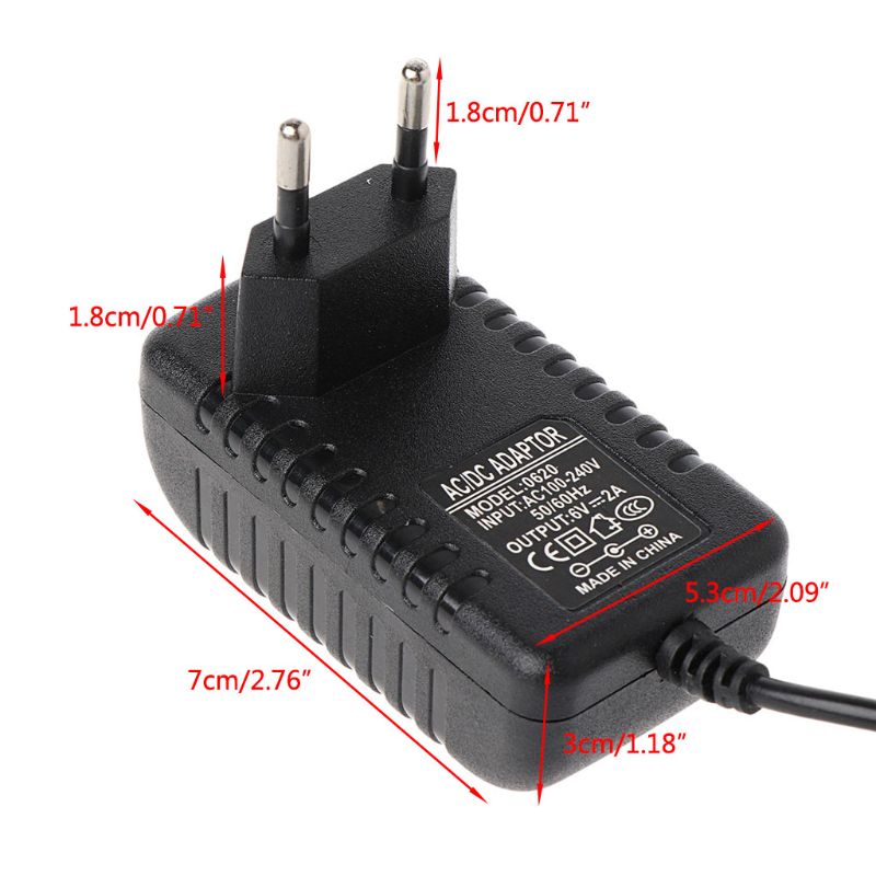 Converter 100-240V Naar Dc 6V 2A Voeding Adapter Oplader Eu Plug Black