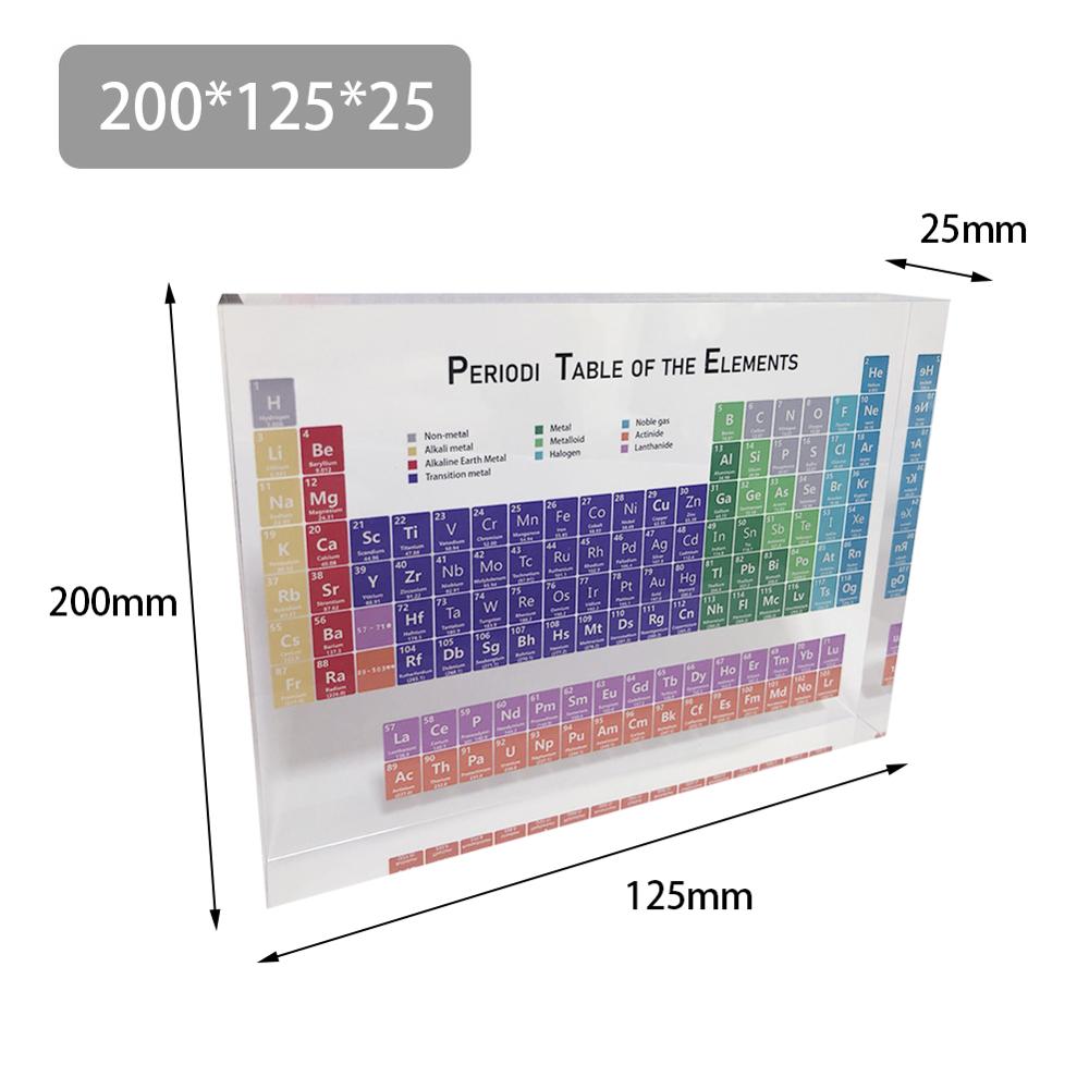QYLJZB Kleurrijke Periodieke Tafel, 7,9 Inch Acryl Chemisch Element Tafel Met Echte Chemische Element Monster Voor Wetenschapsliefhebbers Leer Gereedschap, Geschenken Ambachten Decoratie