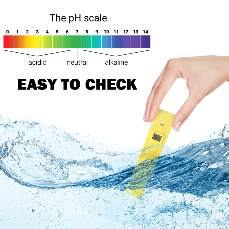 Digital ph meter tester beskyttet lcd ph tester 0.1 pen tester akvarie pool vand vin urin automatisk kalibrering